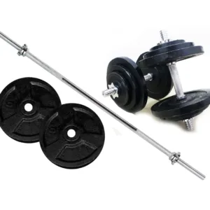 Barra 150cm + 2 Discos de 20LB + Mancuernas 72lb Graduables